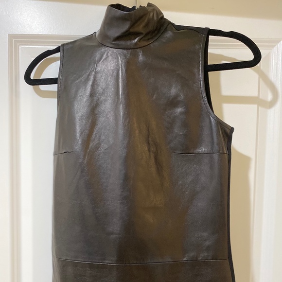 Gucci Tops - GUCCI Black Genuine Leather Sleeveless Mock Neck Top, XS New without Tags